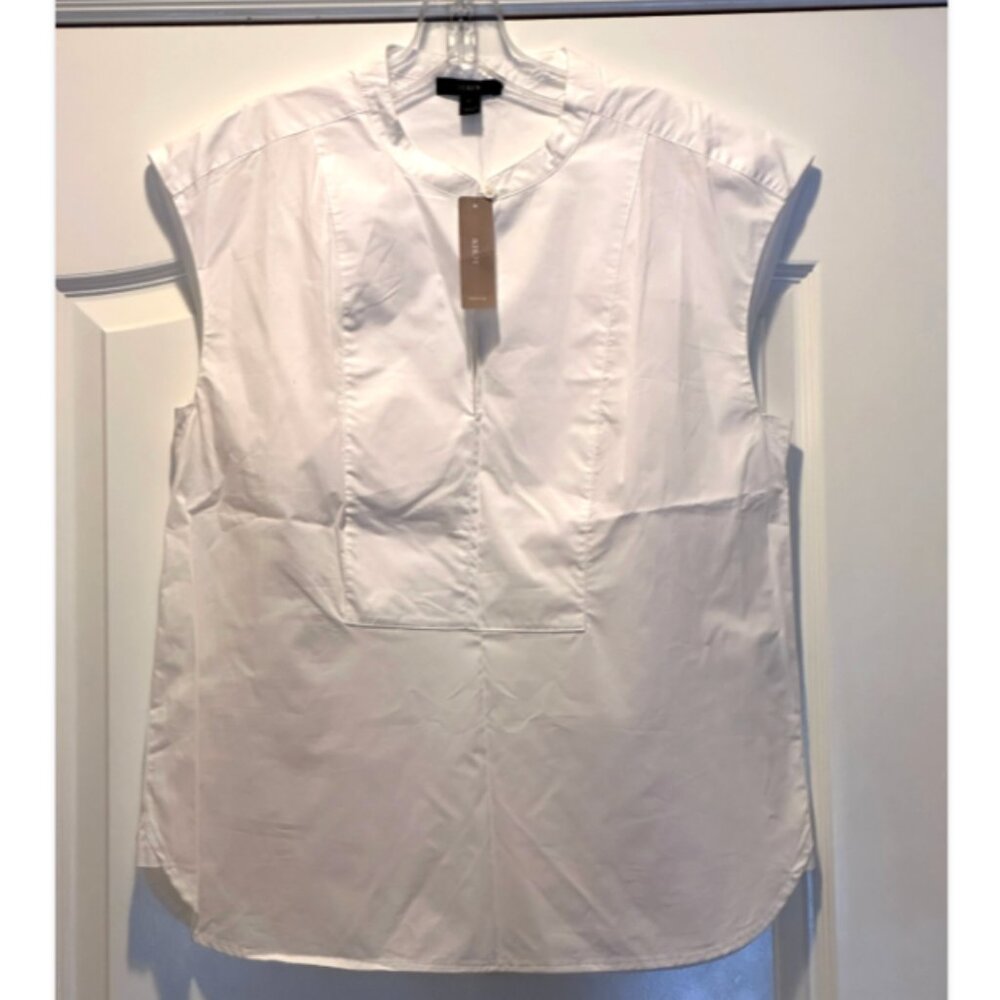 J Crew Poplin White Cotton Top Size Medium  NWT